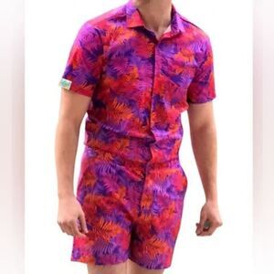 Zesties Male Romper in Autumn Tropics Medium Vacation Resort Hawaiian